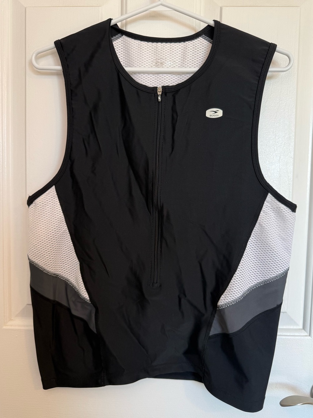 SUGOI Womens Cycling RPM TRI TANK Sz XL Black Nylon / Spandex 3/4-Zip